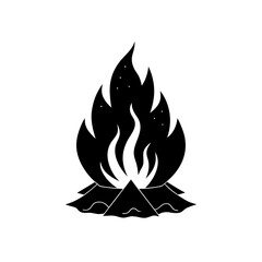 bonfire silhouette on white background  