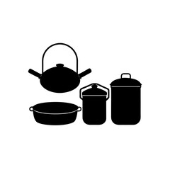 camp cookware set silhouette on white background  .svg