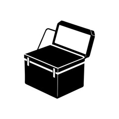 camp cooler with lid open silhouette on white 