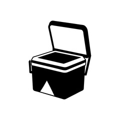 camp cooler with lid open silhouette on white 