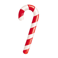 A festive candy cane, with red and white stripes, evoking a sense of holiday cheer. The sweet treat stands out against the background