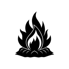 campfire flames silhouette on white background 