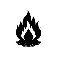 campfire in firepit silhouette on white background.svg