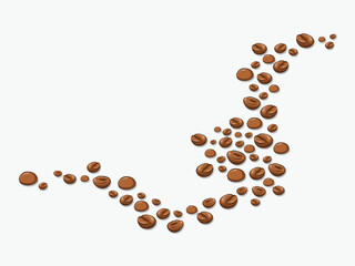 Coffee tree. illustration of coffee beans in the shape of a coffee tree and waves. Coffee abstract seamless pattern.