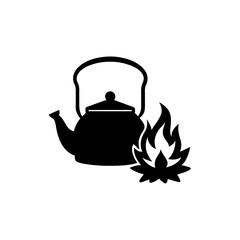campfire kettle silhouette on white background  .svg
