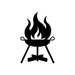 campfire roasting rack silhouette on white 