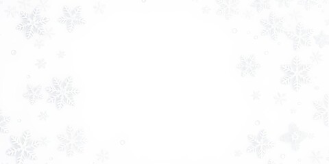 Elegant winter frame of delicate snowflakes on pure white background, cold, graphic