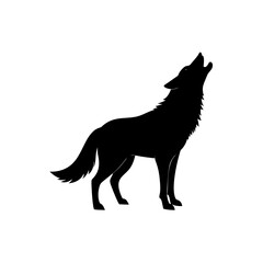 coyote howling silhouette on white background  .svg