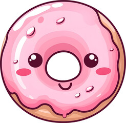 Fototapeta premium A pink donut with a cute expression