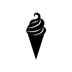 ice cream cone with swirl silhouette on white 