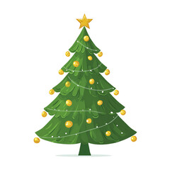 Fototapeta premium A Festive Christmas Tree Decorated with Ornaments and a Star