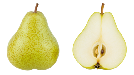 Cutout of Asian golden pear in whole fruit isolated on white background with clipping path.