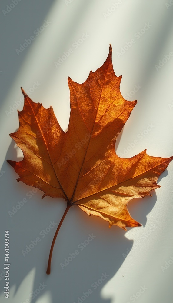 Aufkleber maple leaf resting on indoor surface during serene autumn day