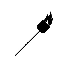 marshmallow roasting stick silhouette on white 