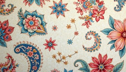 Subtle muted paisley pattern on a soft linen texture , neutral, beige, textile design