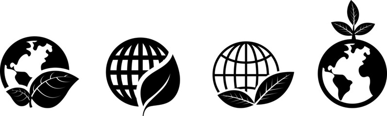 Set of environment ecology icon. Eco friendly earth icons in monochrome style. Isolated on white background