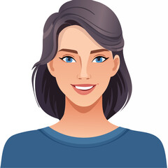Fototapeta premium Flat Vector. Portrait of only one Woman. Simple Background.