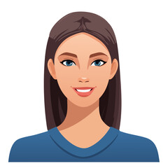 Fototapeta premium Flat Vector. Portrait of only one Woman. Simple Background.