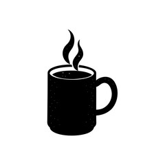 outdoor mug with steam silhouette on white 