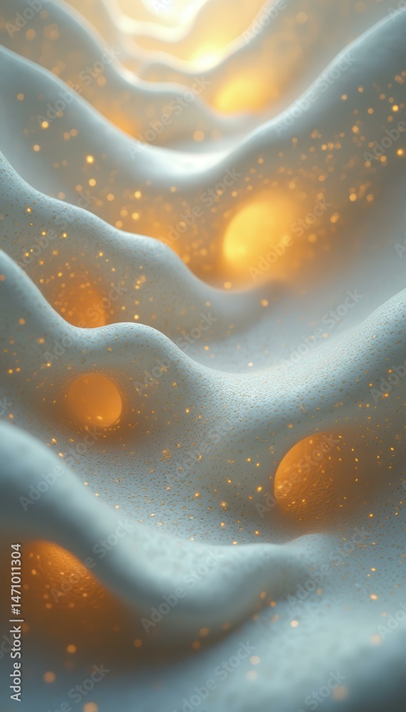 Poster Ethereal abstract texture with light and shapes in digital rendering