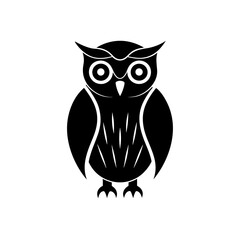 owl silhouette on white background  