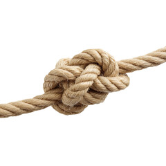 A close-up shot of a knot tied in a sturdy rope, showcasing the intricate craftsmanship and strength of the knot