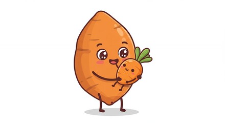 Cute sweet potato and carrot cartoon characters