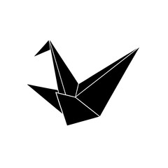 paper crane silhouette on white background  .svg