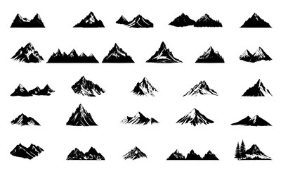 Fototapeta premium vector mountain elements icons silhouette Black travel logo Bundle design