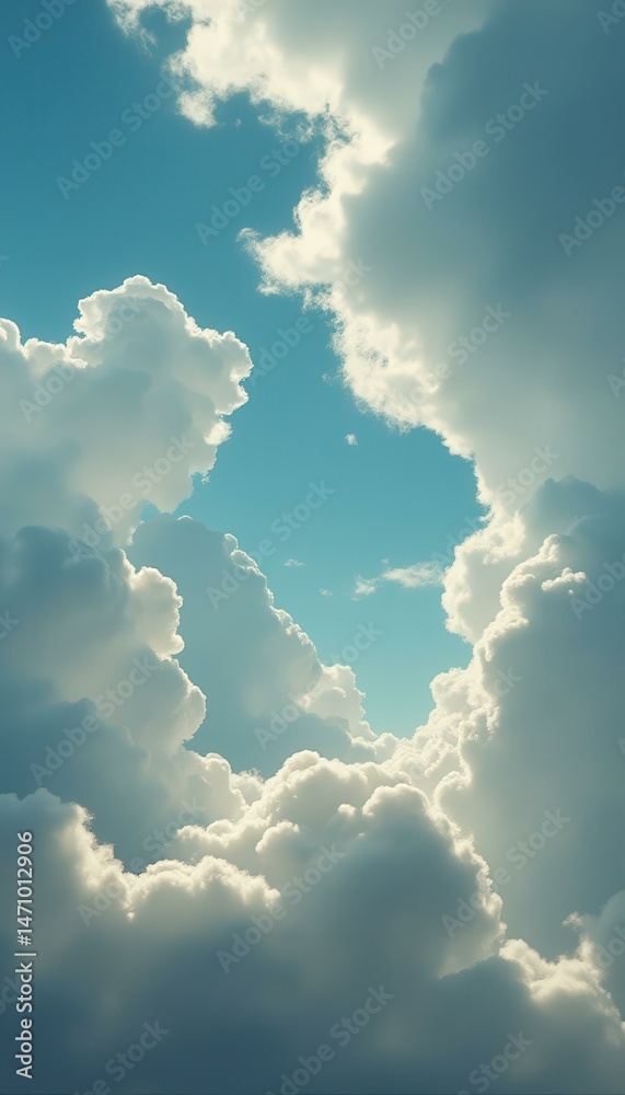 Poster Serene clouds forming patterns in the daytime sky