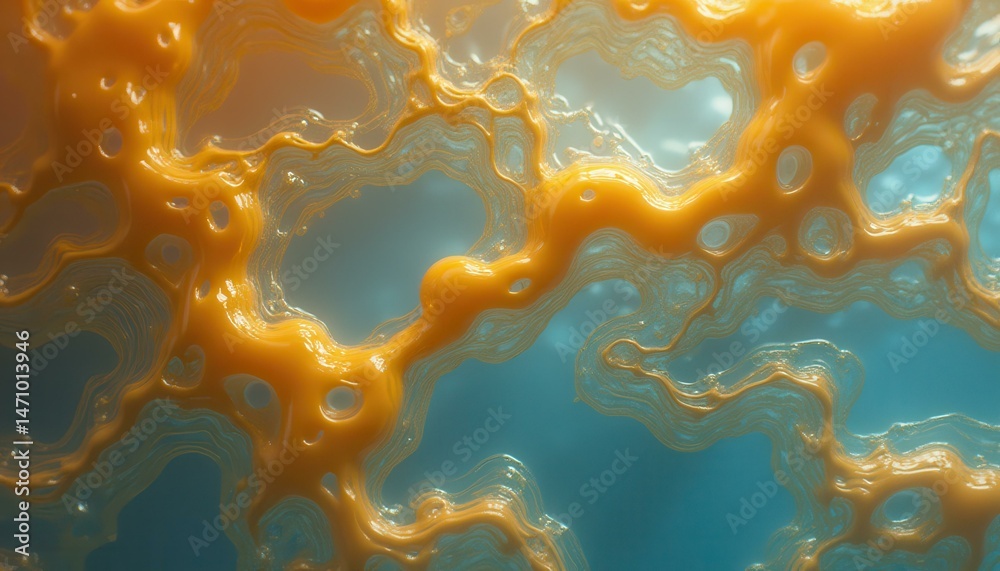 Poster abstract orange fluid shapes in surreal environment during daytime