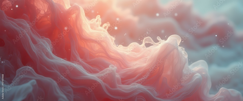 Poster flowing pink and white fabric creating dreamy abstract scene