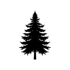 pine tree silhouette on white background 