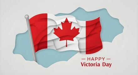 Happy Victoria Day Waving Paper Flag