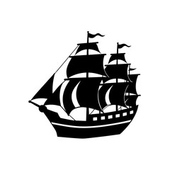 pirate ship silhouette on white background  .svg
