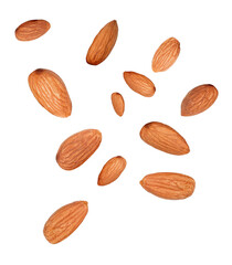 almonds on white background, isolated food photography