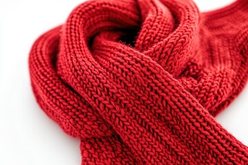 Red Knitted Scarf Close-up