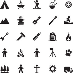 Obraz premium Tent Under the Stars Silhouette SceneCampfire Night with Trees Vector ArtFamily Camping Trip Silhouette DesignMountain Camping Adventure VectorHikers Resting by Tent Silhouette