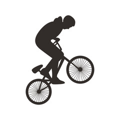 Naklejka premium Silhouette of Freestyle Bmx Bike Player. Vector Illustration