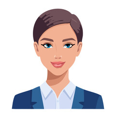 Flat Vector. Portrait of only one Woman. Simple Background.