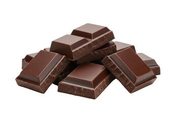 Pile of dark chocolate pieces, cut out