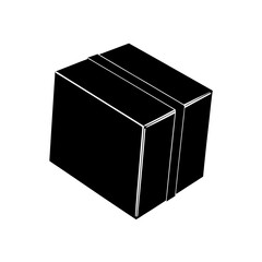 taped box silhouette on white background  