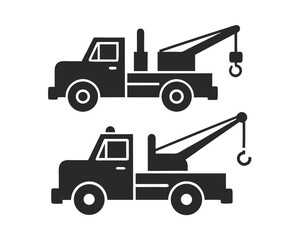 Towing Truck icon silhouette vector illustration