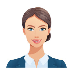 Flat Vector. Portrait of only one Woman. Simple Background.