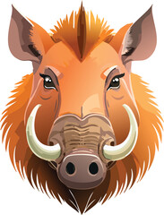 Warthog isolated on a transparent or white background, vector illustration