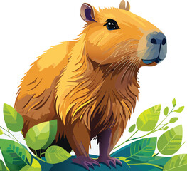 Capybara isolated on a transparent or white background, vector illustration