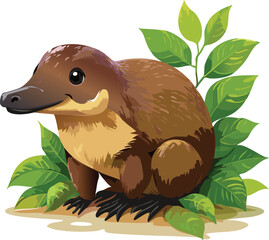 Platypus isolated on a transparent or white background, vector illustration