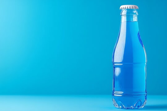 Blue drink in glass bottle
