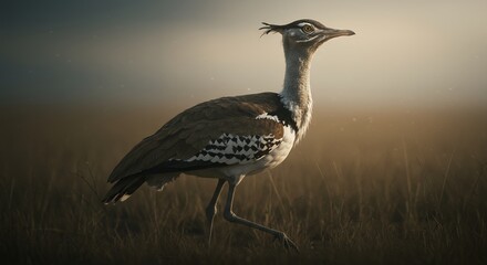 Majestic Kori Bustard at Dawn: A Serene African Sunrise