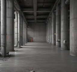 Raw concrete texture, metallic pipes, factory setting  , pipes, metal structure